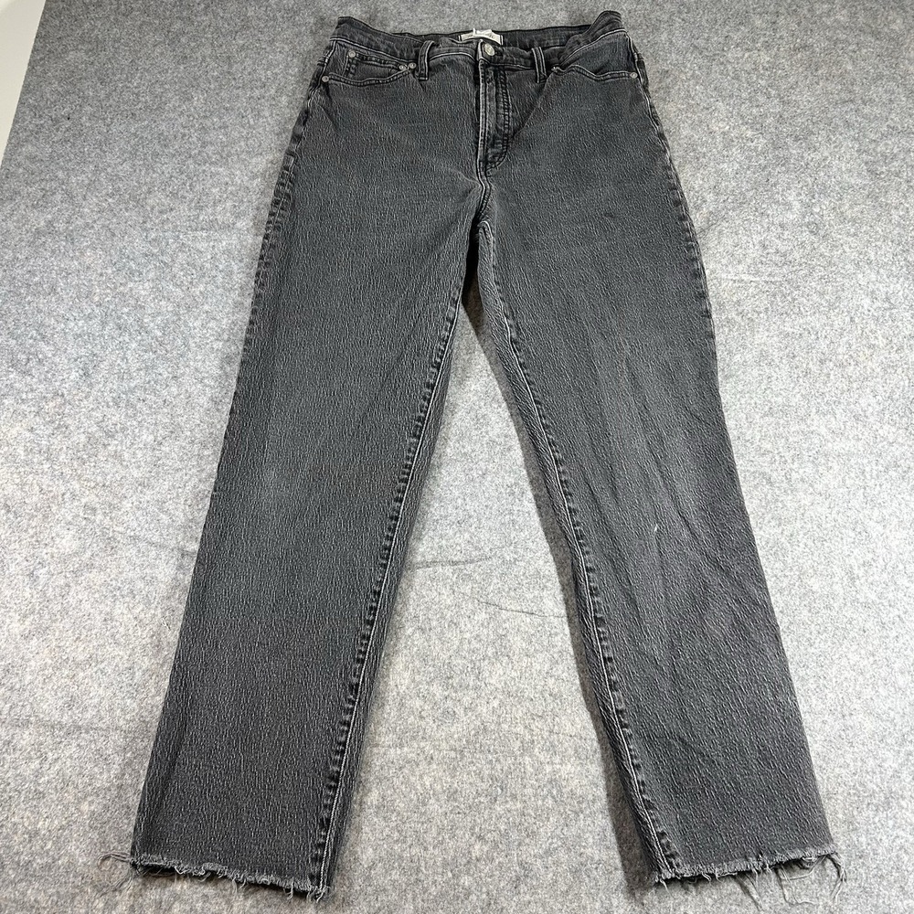 Madewell The Perfect Vintage Straight Jeans Womens 30 Tall Dark Wash Black Denim
